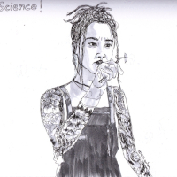 woman with gloves and tattoo holding a pair of tweezers